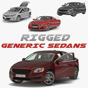 3D generic sedans rigged