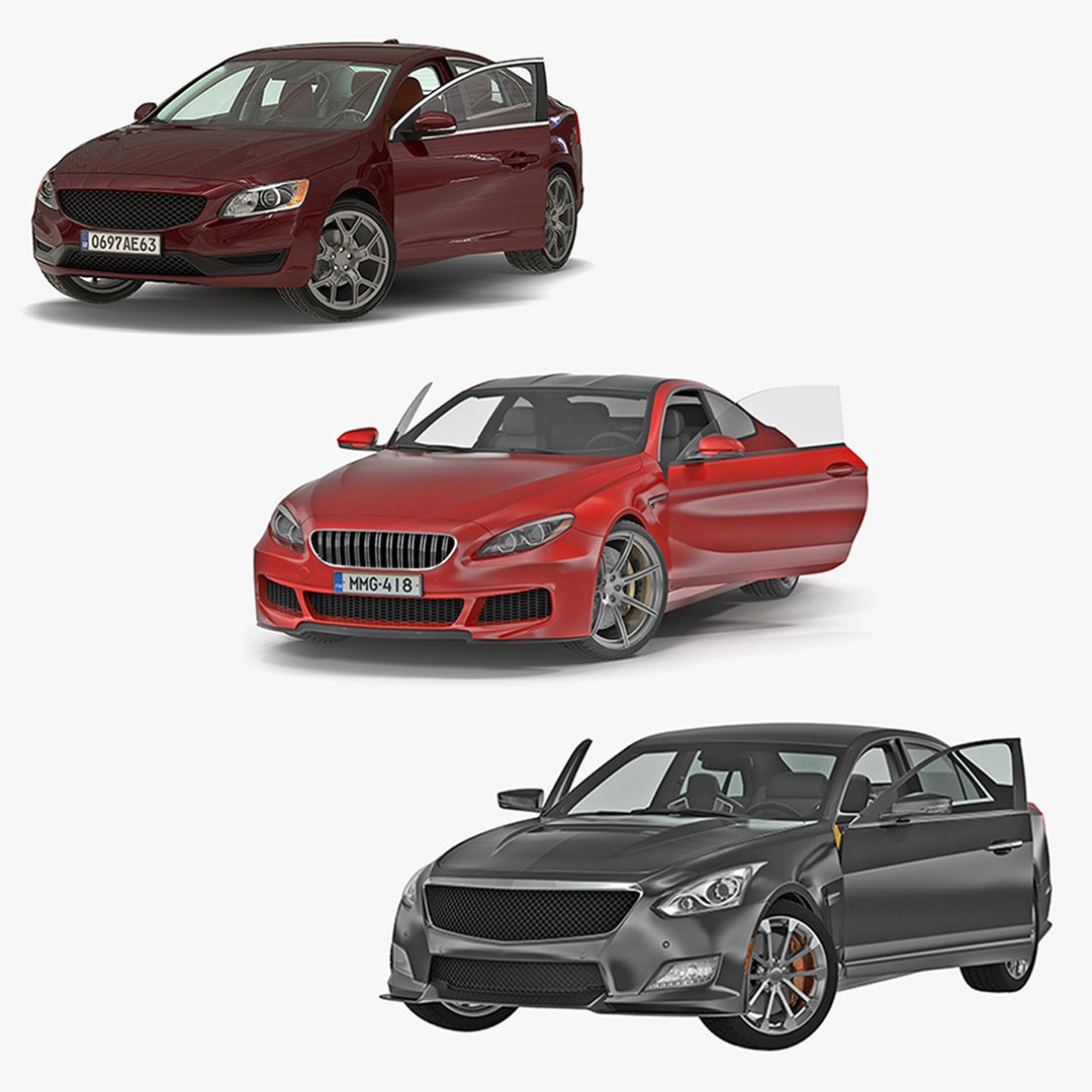 Generic Sedans Rigged 3D Models Collection 3D model preview