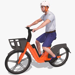 3D Male Cyclist Electric Bike NEURON BEAM rental City model