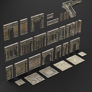 ABANDONED OLD WALL MODULAR KITBASH 04 3D