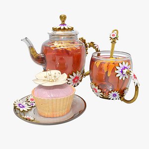 Handmade tea set 3D model