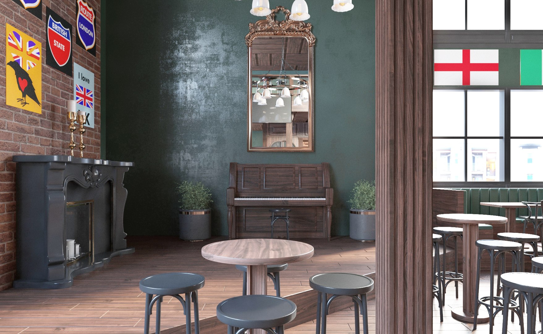 3D British Barrelhouse Pub Interior model TurboSquid 2051632