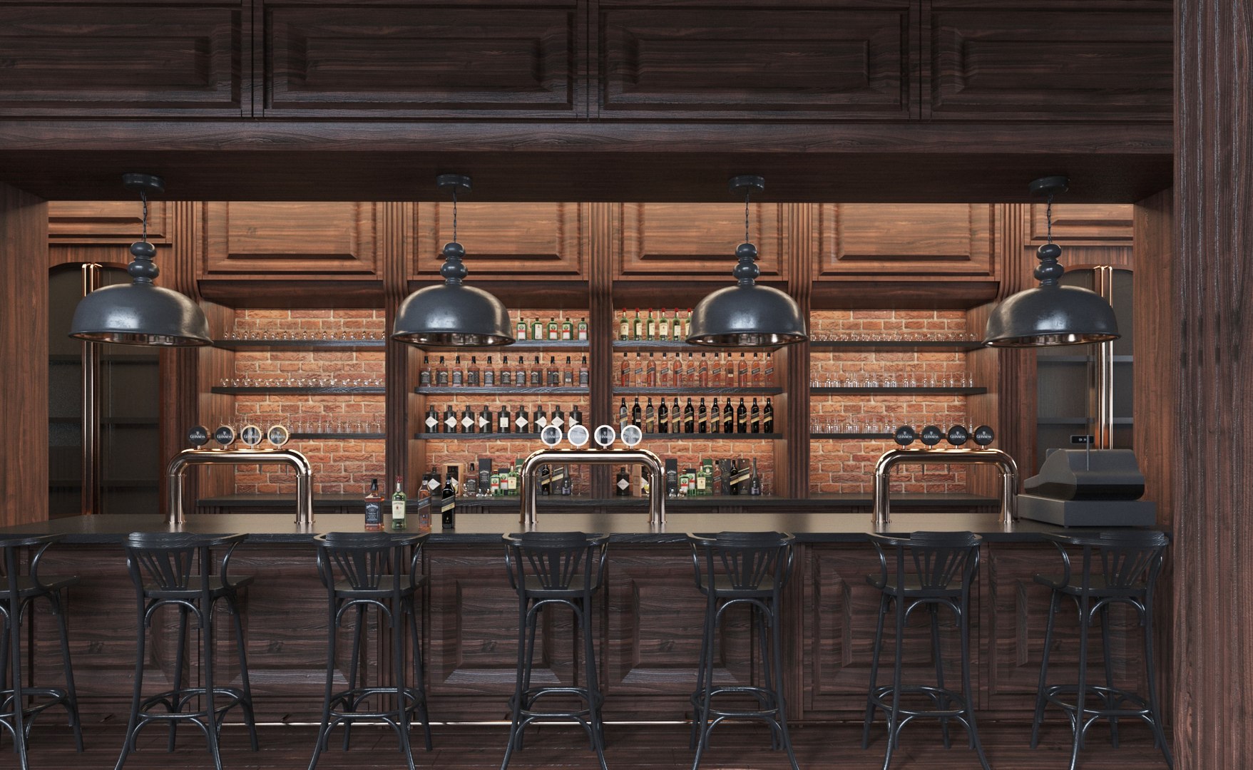 3D British Barrelhouse Pub Interior model TurboSquid 2051632