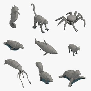 Low Poly Art Animals Isometric Icon Pack 03