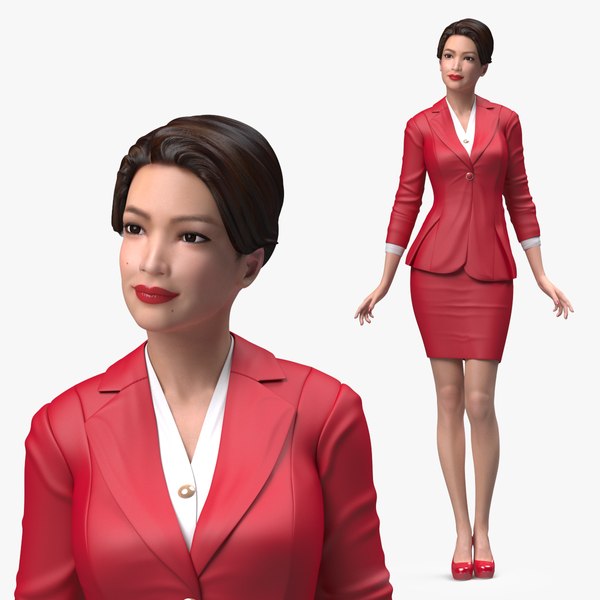 modelo 3d Pose de pie de mujer de negocios asiática - TurboSquid 1782489