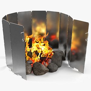 Hiking Windscreen around Campfire model
