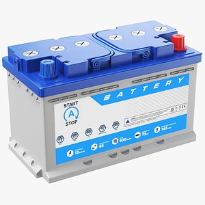Detailed Car Battery White And Blue 3D