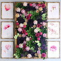 Green wall with flowers