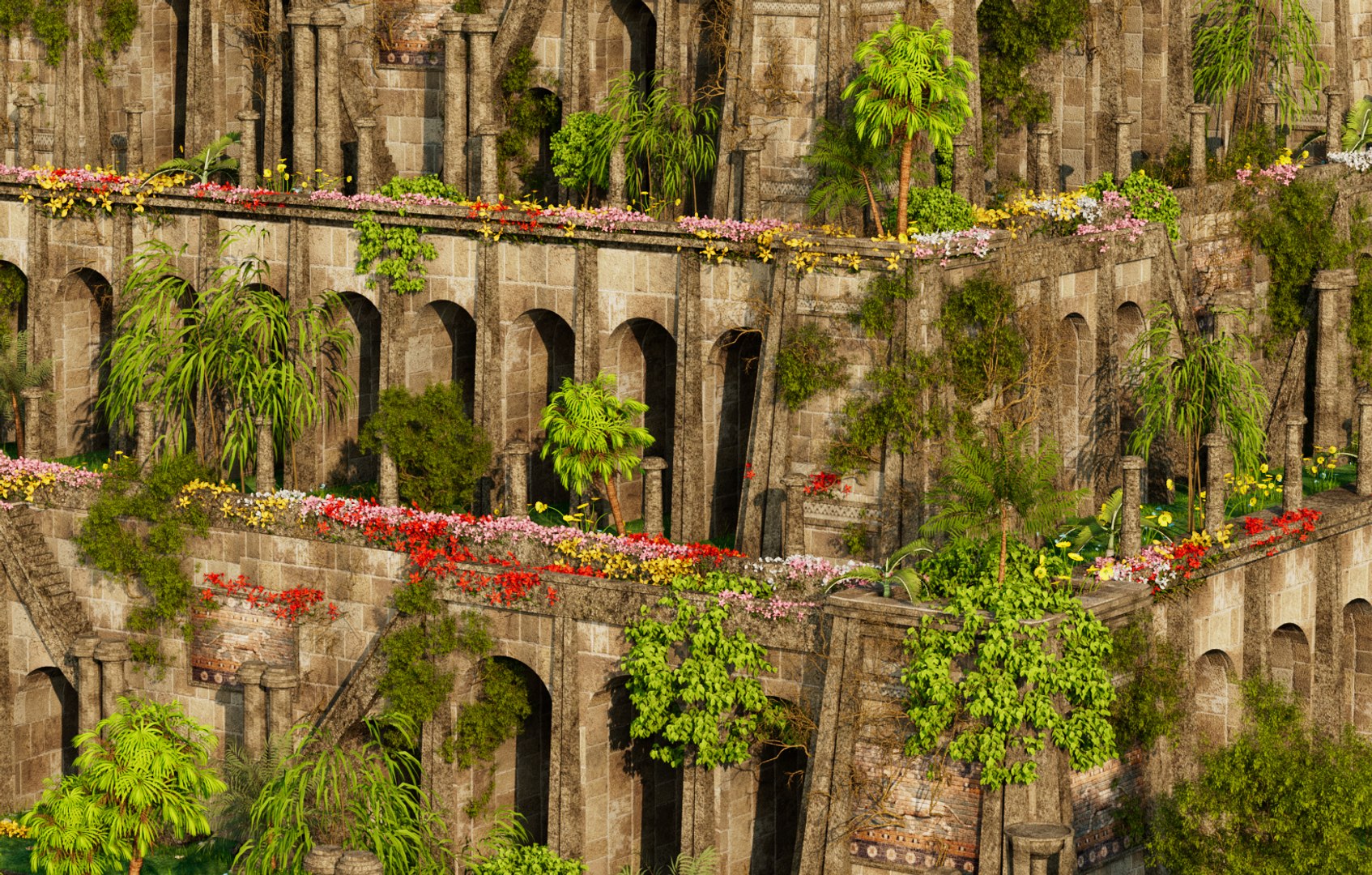 Hanging Gardens Of Babylon Environment 3D Model - TurboSquid 2200915