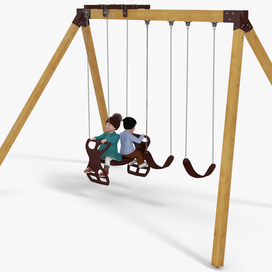 Little Twins on Swing Fur Rigged