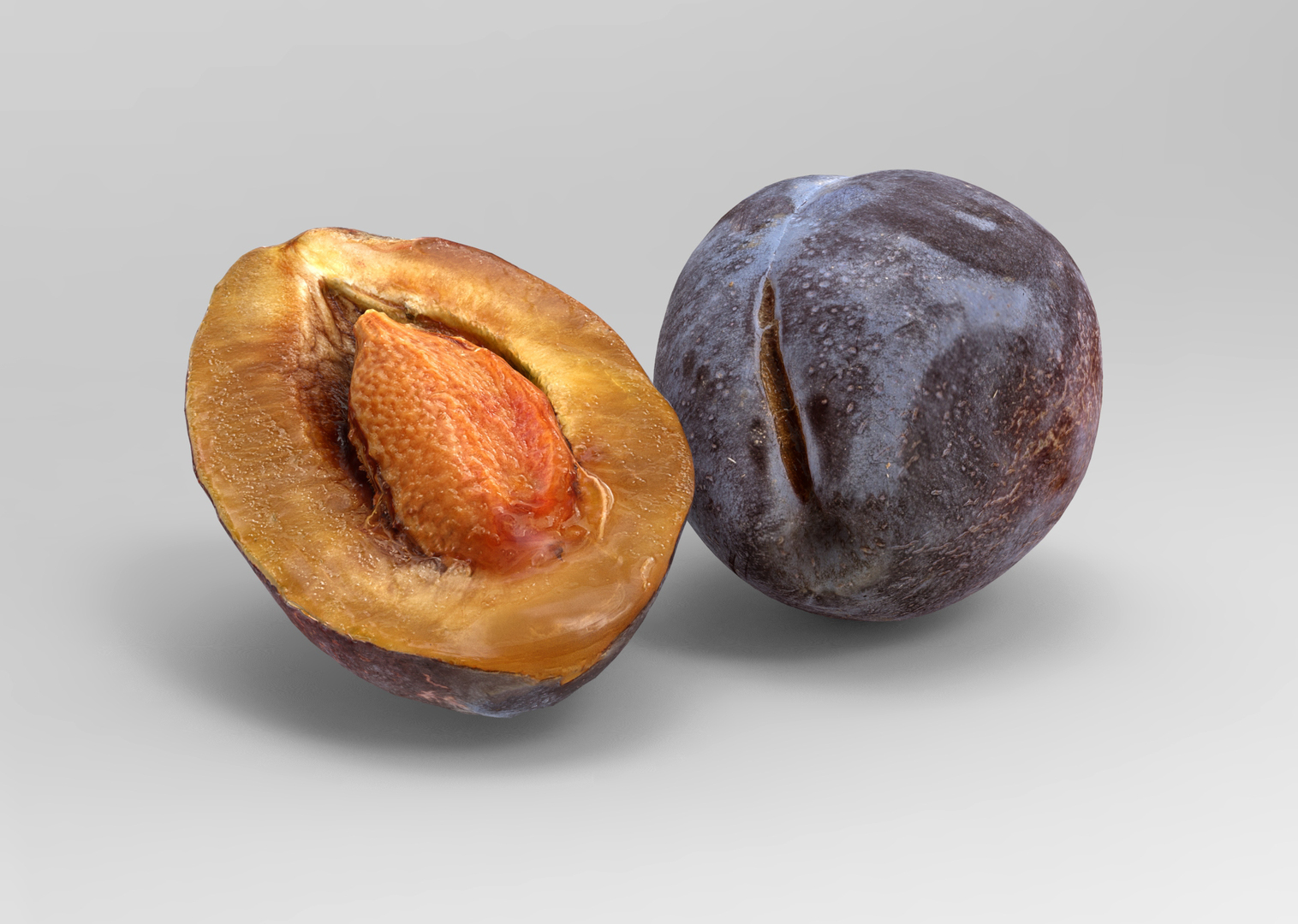 3D A Plum And Half A Pitted Plum Model TurboSquid 1986309