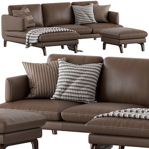 MaxDivani Esprit Corner Sofa and Ottoman