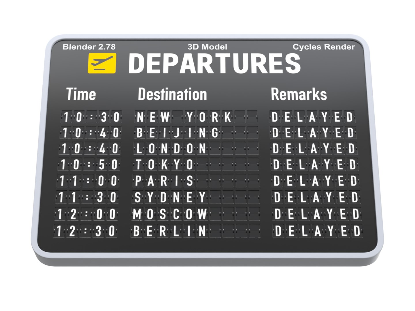 3D departures board https://p.turbosquid.com/ts-thumb/PH/a1zpXC/bMIWTN3x/departures09/png/1540735398/1920x1080/fit_q87/22a7d5f64927fc6de8cee28fdb89e09e76004f31/departures09.jpg