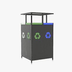 Realistic Metal Street Trash Bin Vol 09 Game Ready PBR