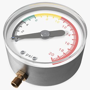 Mechanical Pressure Gauge 20psi 3D model