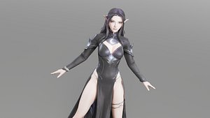 Dark Elf Shadow Enchantress Character low-poly