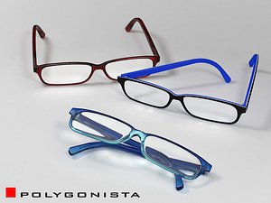 3d model eyeglasses 3 materials