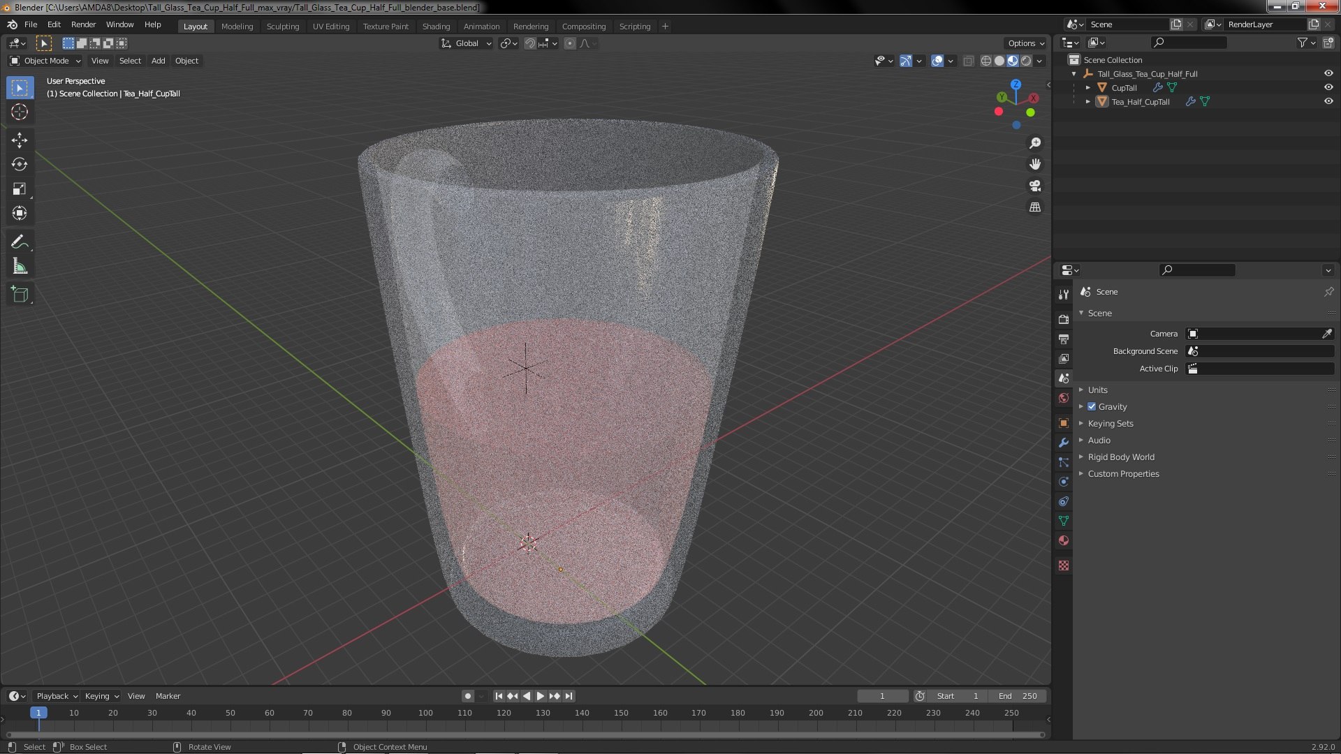 3D Tall Glass Tea Cup Half Full TurboSquid 2083693