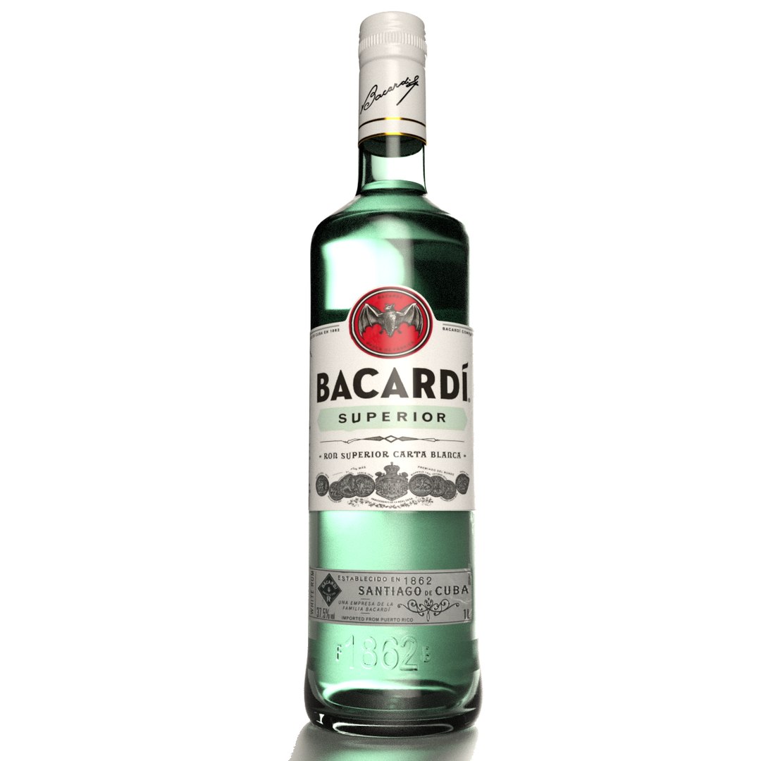 Bacardi Rum Alcohol Bottle 3D Model - TurboSquid 2402700