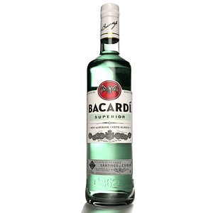 Bacardi Rum Alcohol Bottle 3D model