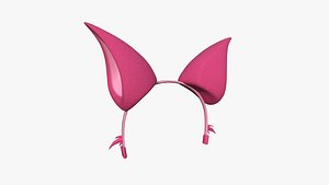 3D Furry Ears Tiara F02 Pink - Headband Character Design