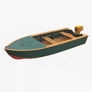 Old Motorboat Low-poly PBR 3D