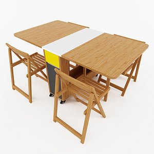 extendable dining table folding 3D model