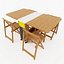 extendable dining table folding 3D model