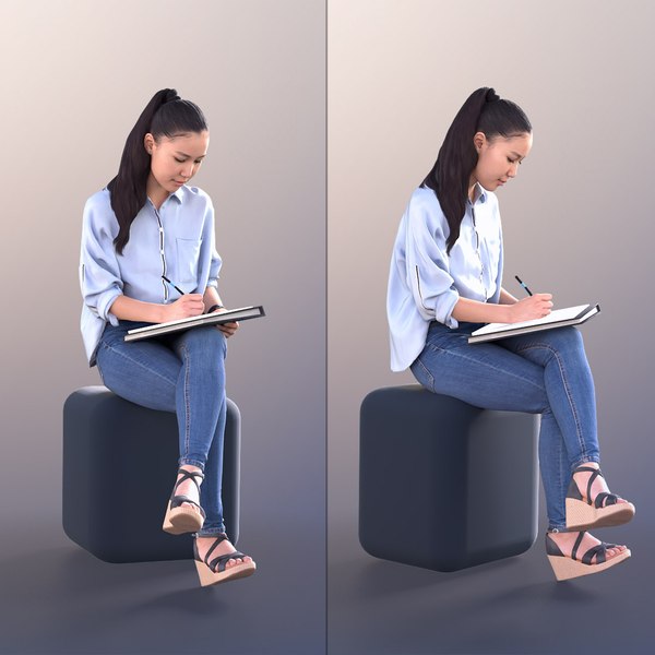 11243 Anita - Asian Woman Sitting And Writing On Documents model