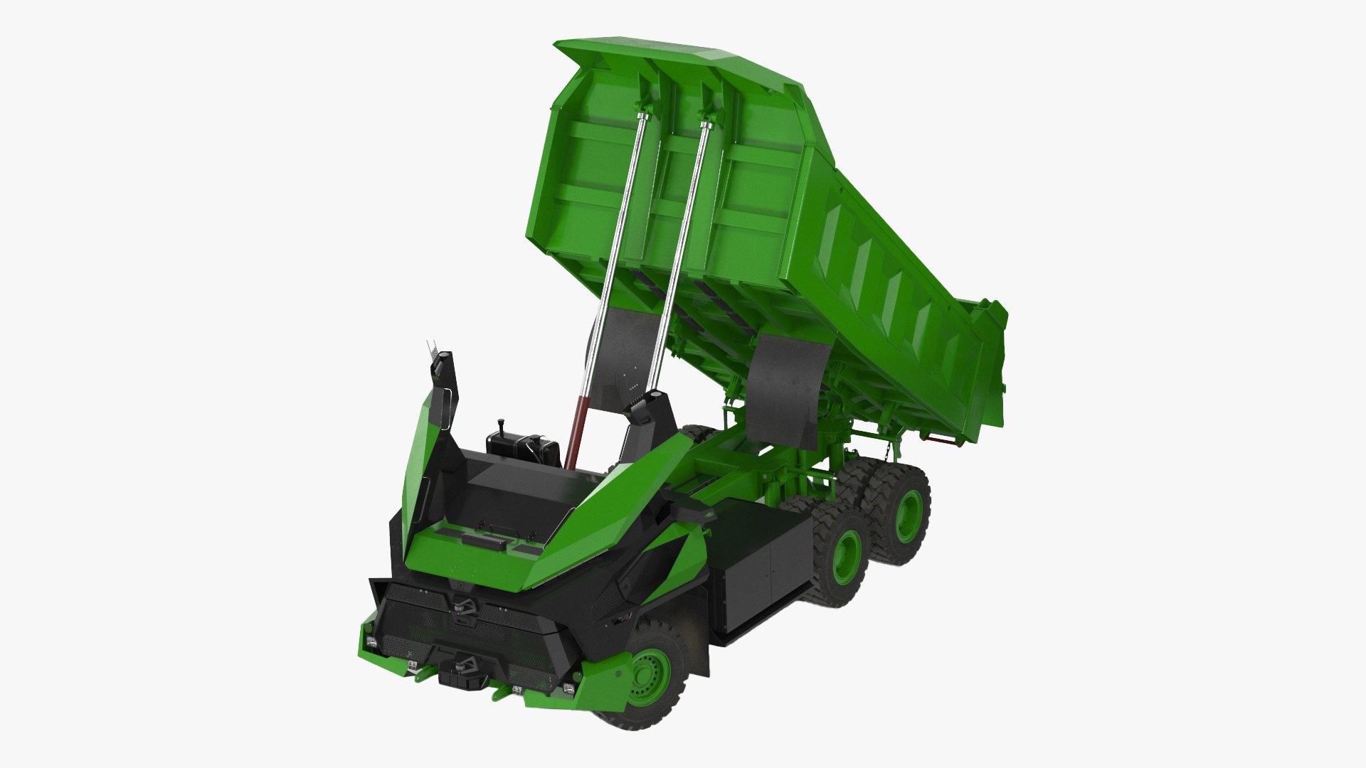 Electric Autonomous Mining Truck Green Rigged for Maya 3D model preview