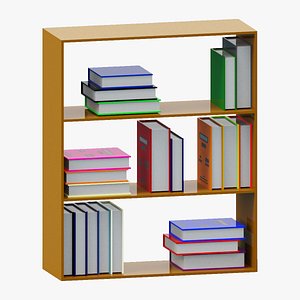 Voxel Bookshelf Low-poly 3D model 3D model