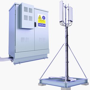 Cell Tower Station 60 and Base Station Box SET 3D