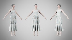 3D Dress 24 Aqua Meadow Mosaic model