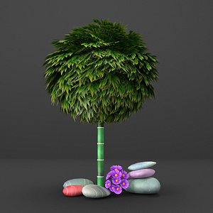3d model cg styled bamboo tree
