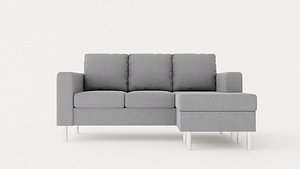 3D Friday Divan Sofa 3 Seater Reversible Light Gray