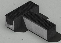Concrete Drain Channel V300 T-Junction with Metal Grate 1m Modular Drainage 3D Model