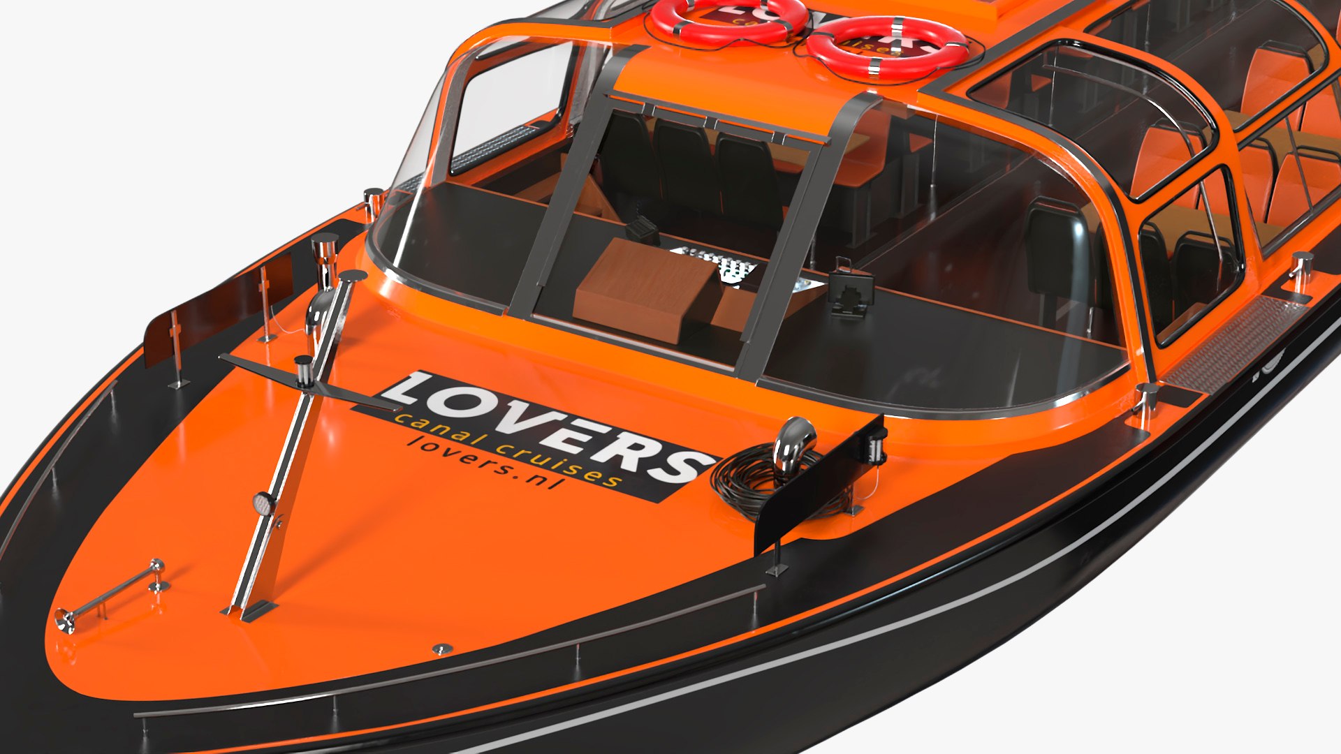 Amsterdam Canal Orange Cruise Boat 3D model preview