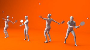 3D male female tennis player