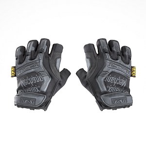 Military gloves half-finger of color black with PBR textures 17