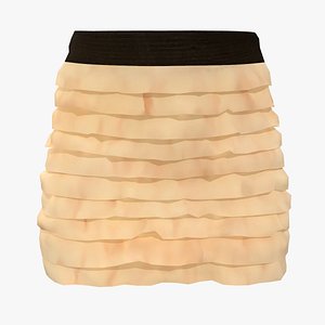 3D model Ruffle Mini Skirt With Elastic Waist Band