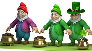 3d cartoon gnome gold pot