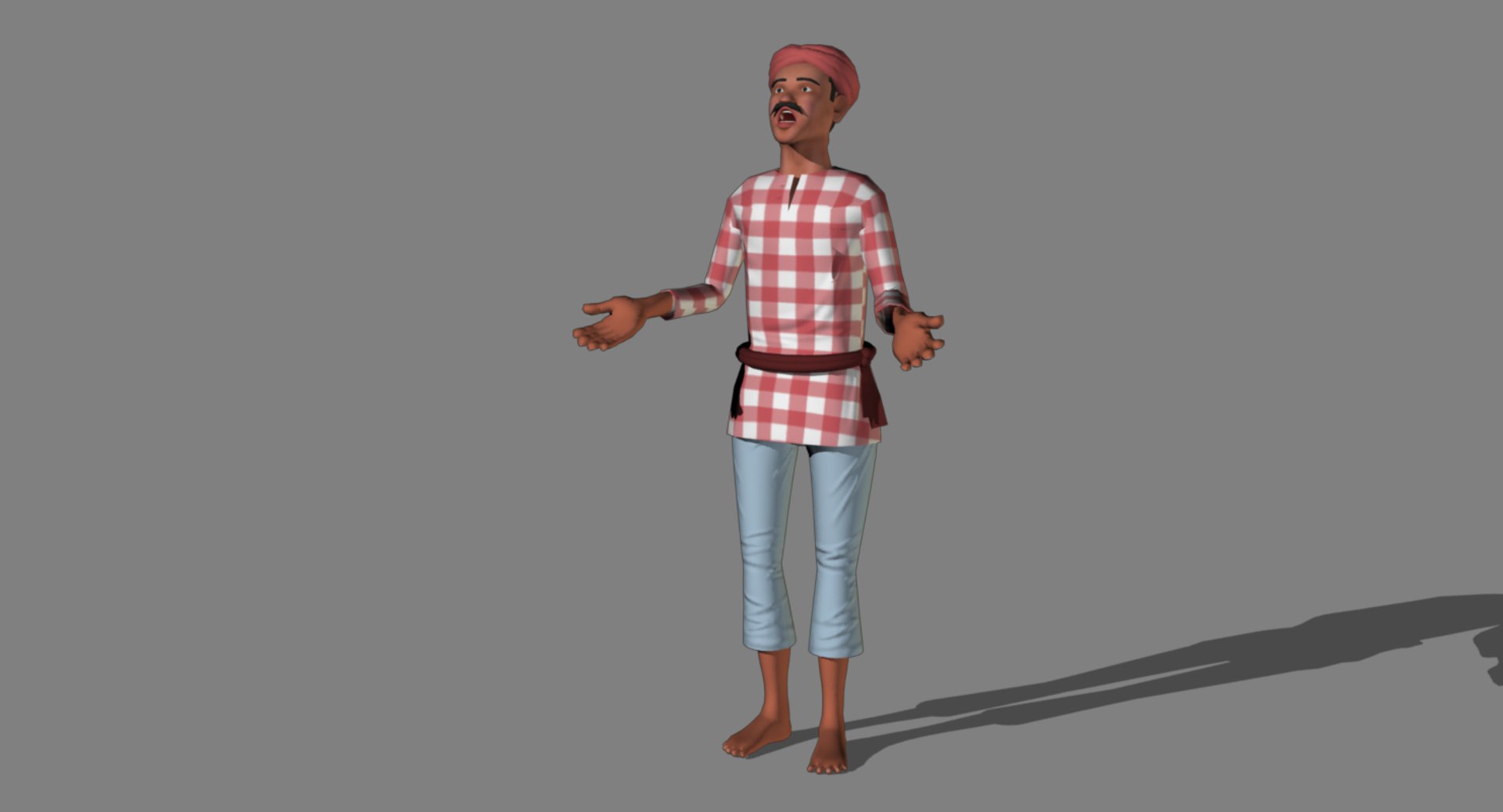 3d Model Rigged Indian Farmer Human