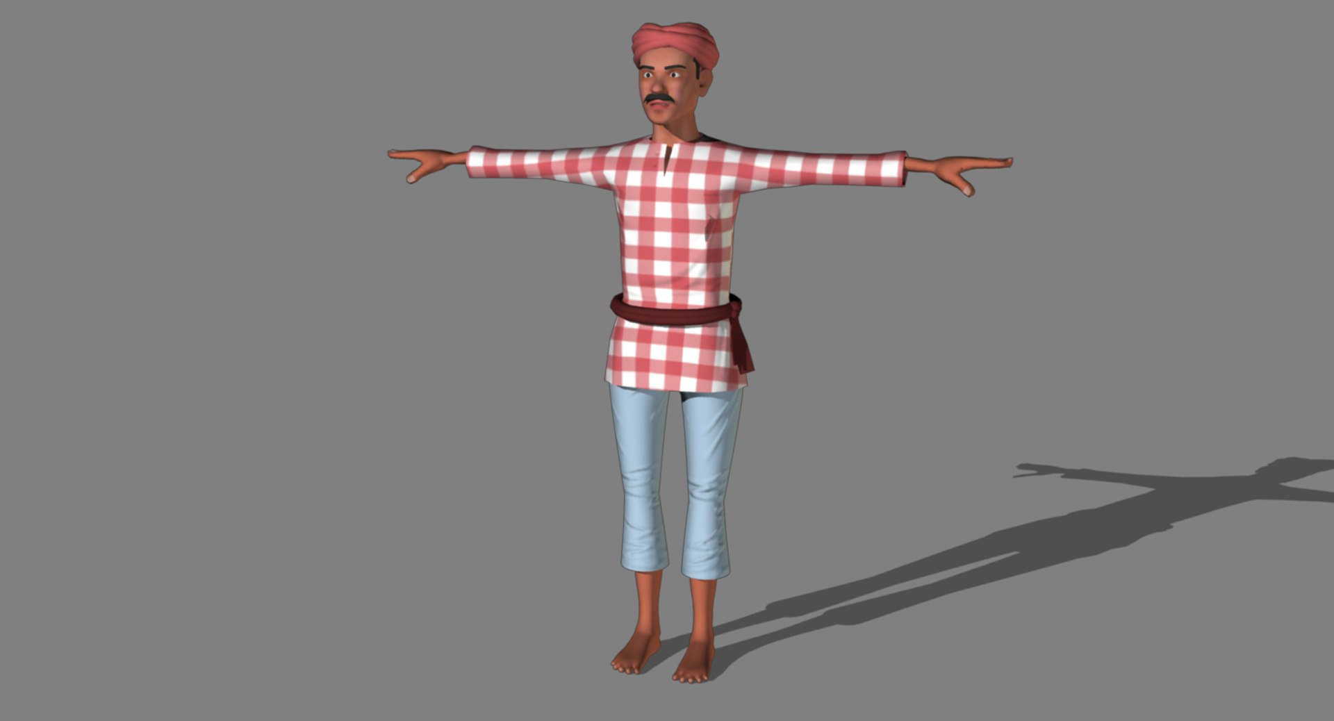3d Model Rigged Indian Farmer Human