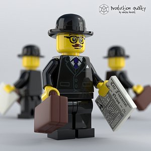 3D lego businessman figure model