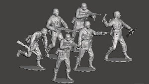 WW2 German SS soldiers team 3D