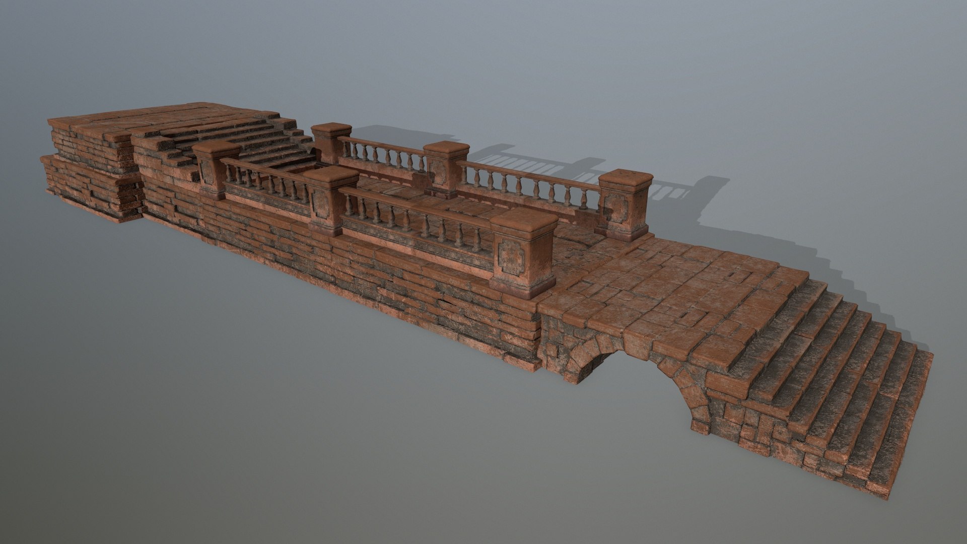 3D pavilion column the stone steps door mural