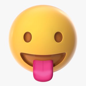 3D face stuck-out tongue emoji