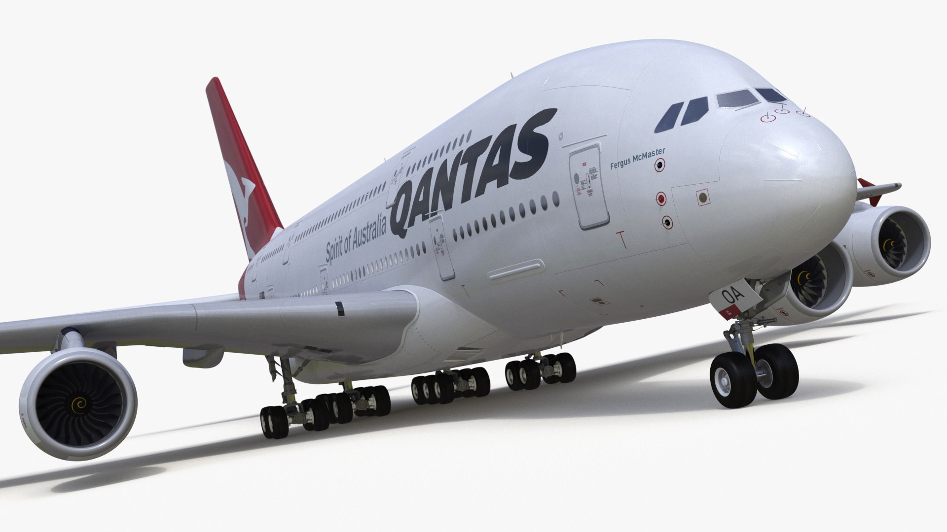 Qantas Airbus A380 Rigged for Maya 3D model preview