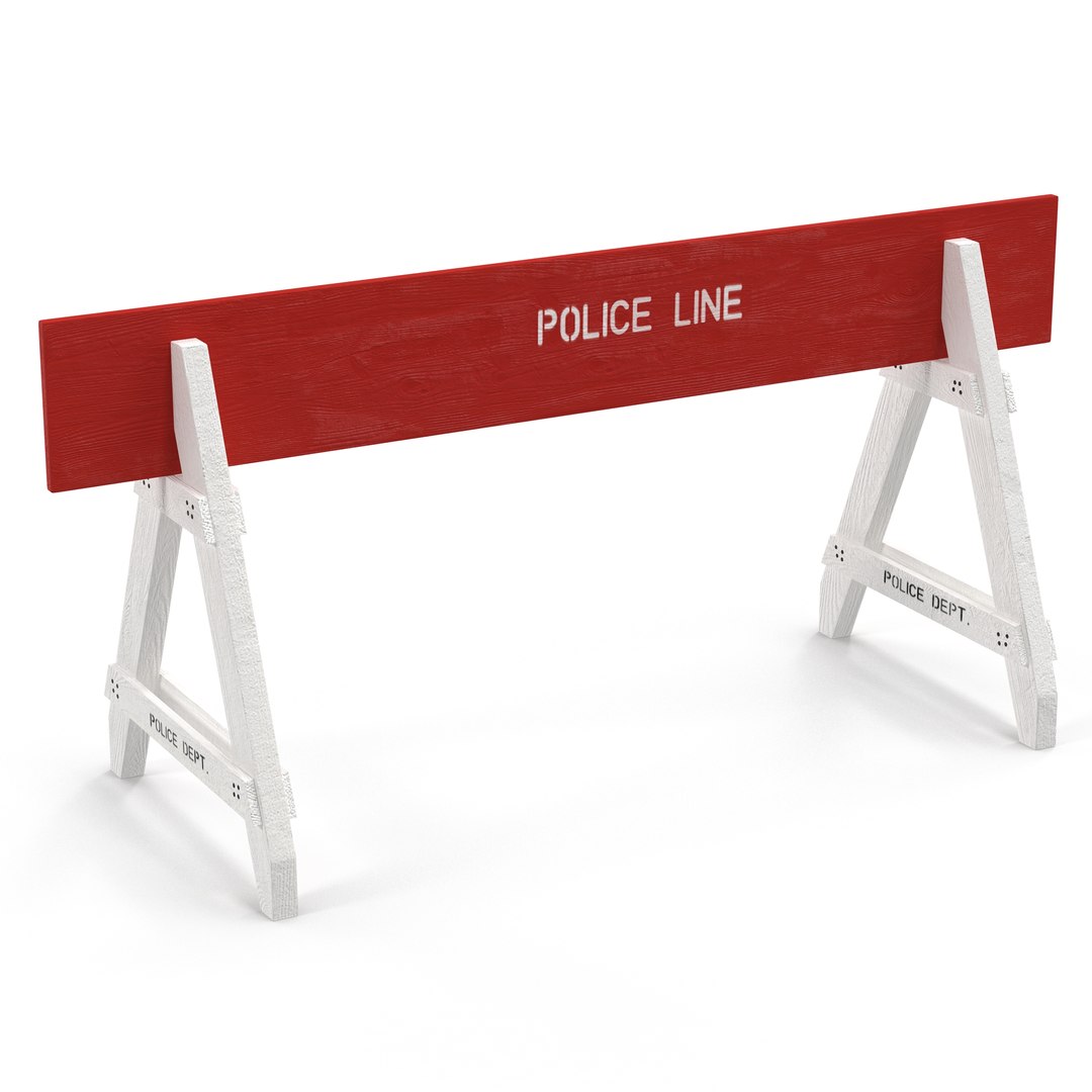 Police Road Wooden Barrier 3D Model 3D model preview