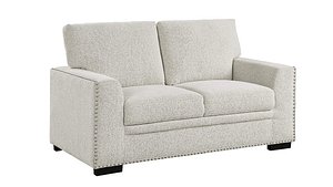 3D Lexicon Contemporary Wood Loveseat in Beige Chenille